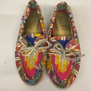 Sperry Multicolor Beaded Boat Shoes Sz 8